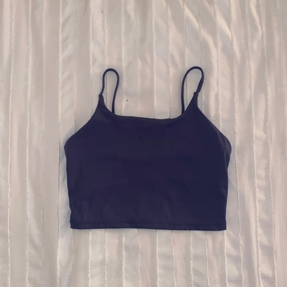 amazon blue athletic top with built in bra, size xs/s